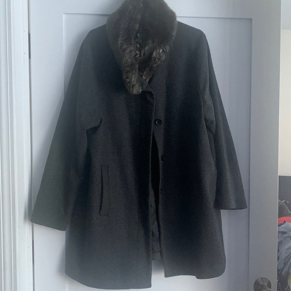 Grey and black tweed coat